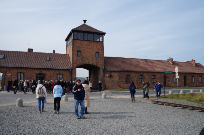 The entrance to Birkenau camp