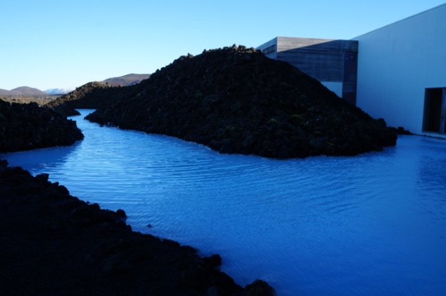 A sneak peek of the blue water can be seen from the outside of the facility